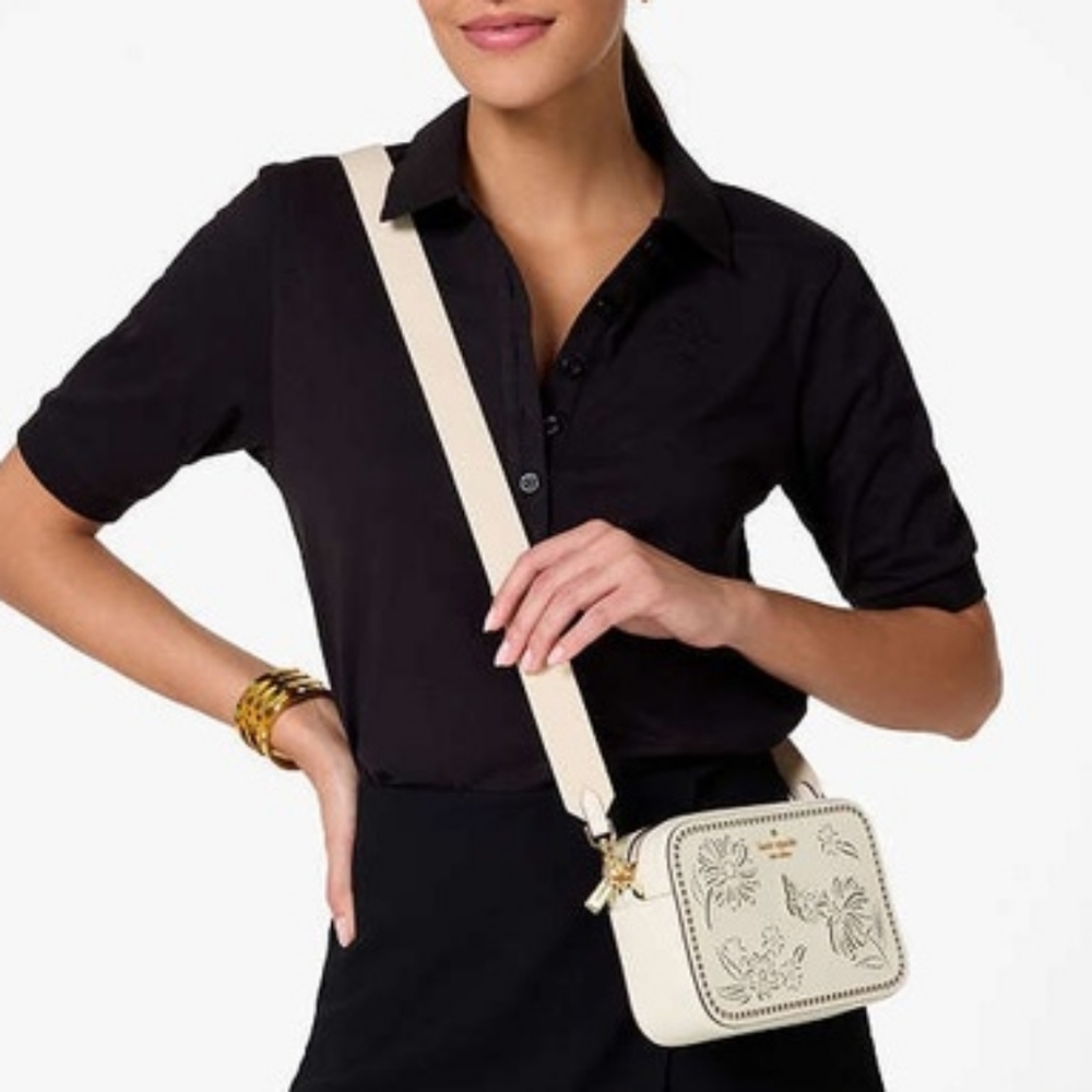 kate spade Madison Perforated Floral Butterfly Camera Crossbody Bag Meringue NWT - Picture 8 of 8